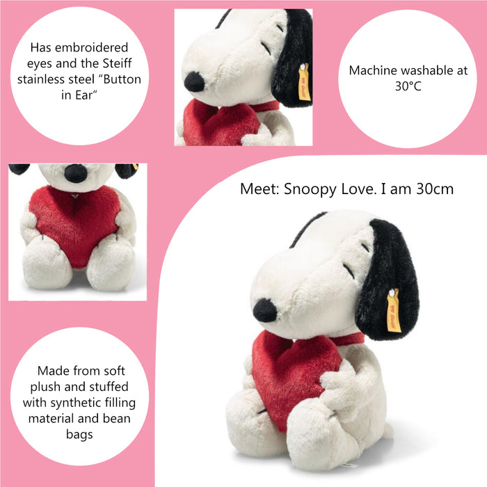 Steiff Snoopy Love Heart Soft Toy 30cm