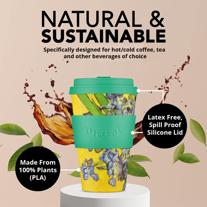 Ecoffee Cup Vincent Van Gogh Irises Reusable Travel Mug 14oz