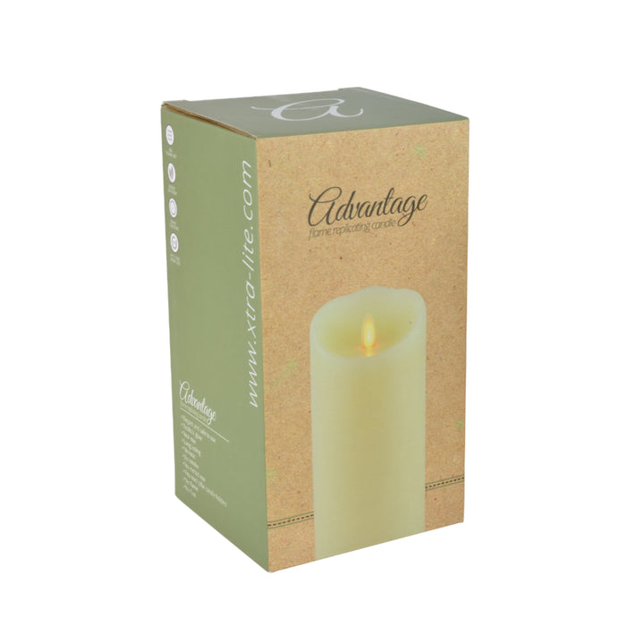 Boxed candle with 'Advantage' branding on a white background