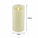 Cream LED candle on a white background with measurement text saying 18cm high and 9cm wide.