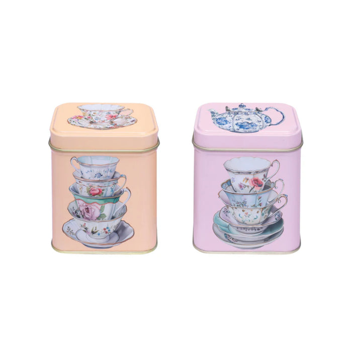 One Sugar Please Vintage Inspired Small Tin Caddies - Twin Pack
