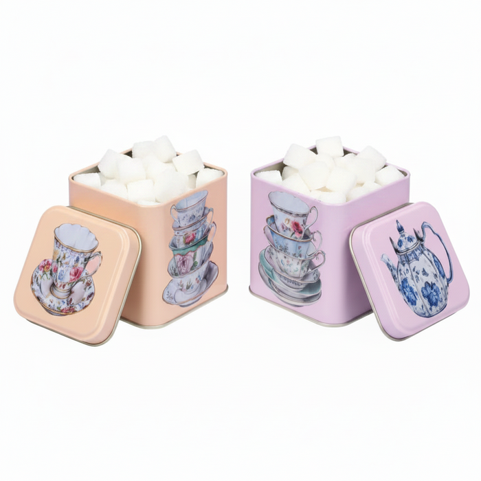 One Sugar Please Vintage Inspired Small Tin Caddies - Twin Pack