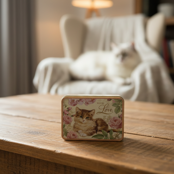 Vintage Inspired With Love Kitten Storage Tin