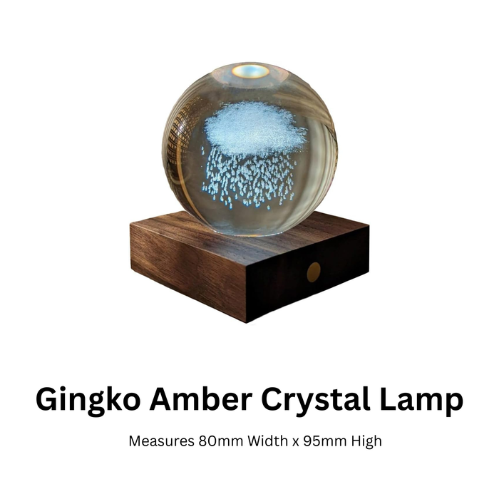 Gingko Wooden 3D Amber Crystal Weighted Ball LED Light