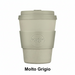Sustainable beige coffee cup with 'ecoffee cup' logo on a white background