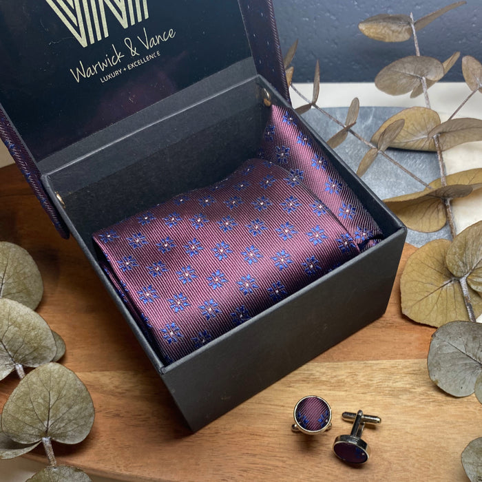 Warwick & Vance Formal Neck Tie, Handkerchief And Cufflinks Luxury Gift Box Sets
