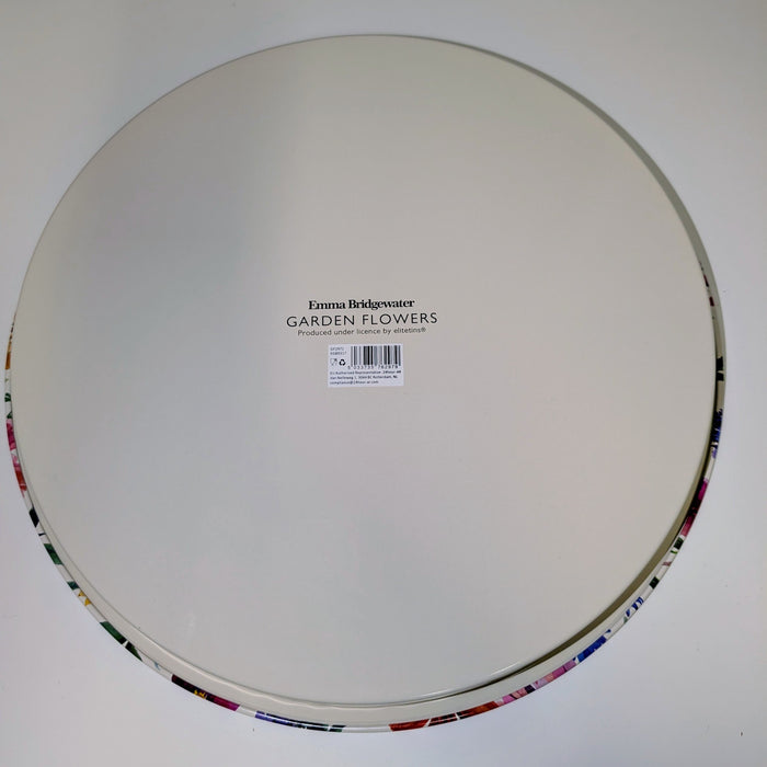 Round mirror with floral border and 'Emma Bridgewater Garden Flowers' label on a white background