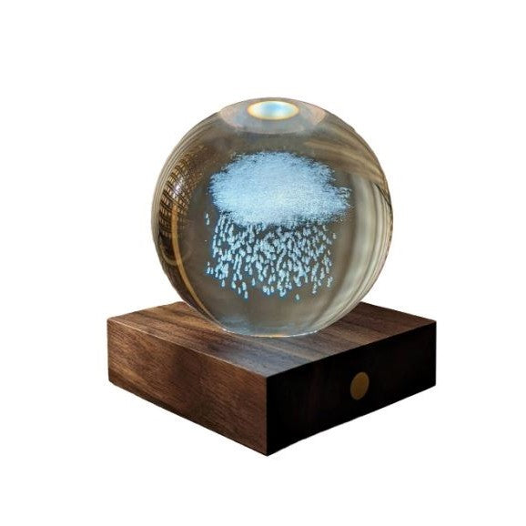 Gingko Wooden 3D Amber Crystal Weighted Ball LED Light
