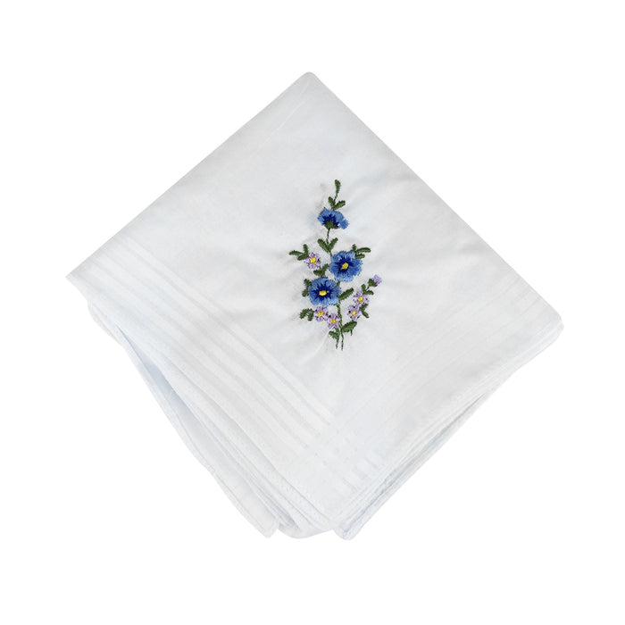 Spence Bryson Women's White Embroidered pretty Floral Handkerchiefs 12 Pack