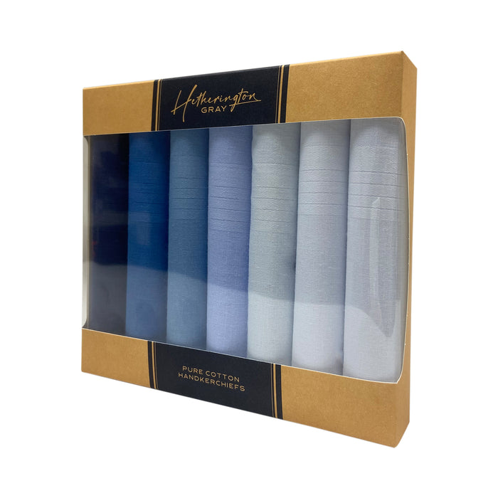 Spence Bryson Men's Blue Ombre 100% Cotton Handkerchiefs 7 Pack
