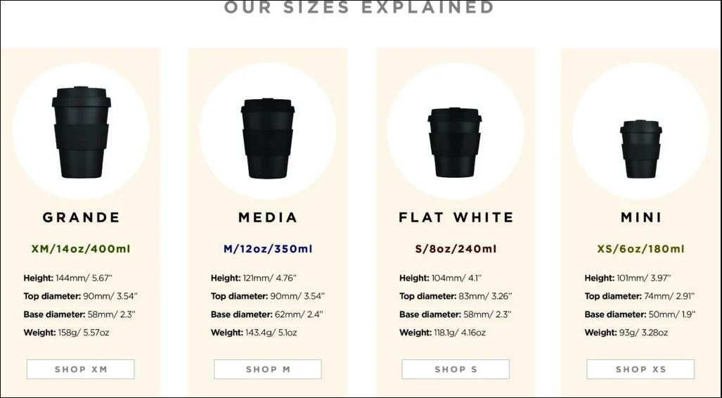 Ecoffee Cup Reusable Plant-Based Coffee Cup 12oz (More Colours Available)