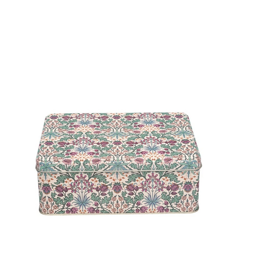 William Morris decorative box with floral pattern on a white background