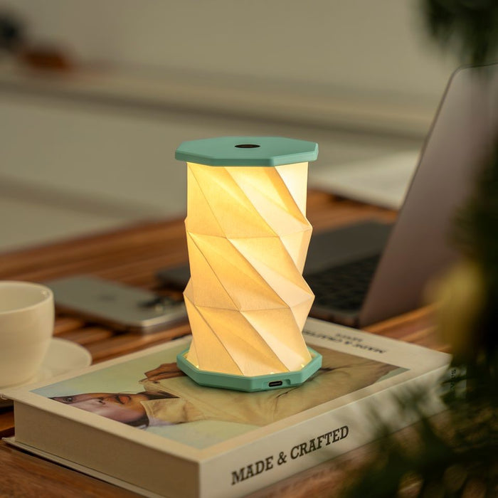 Gingko Natural Wood Twist Mini LED Desk Lamp