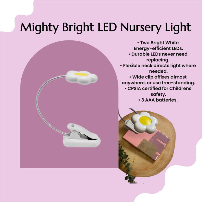Baby Bright White Daisy Clip-On LED Nursery Crib Light