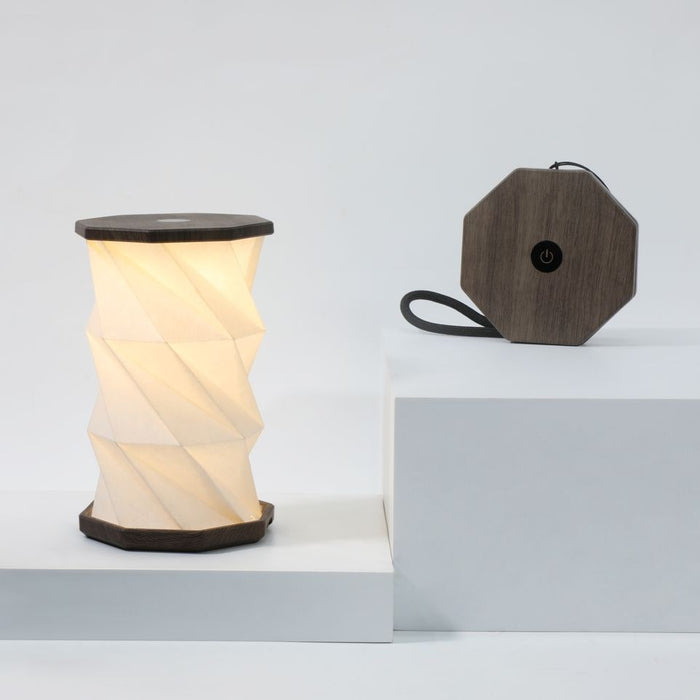 Gingko Natural Wood Twist Mini LED Desk Lamp