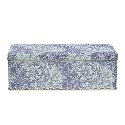 Decorative storage box with floral pattern on a white background