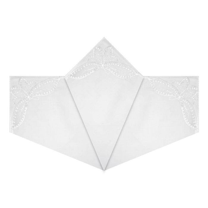 Warwick & Vance Women's 100% Cotton White Lace Butterfly Handkerchiefs 3 Pack