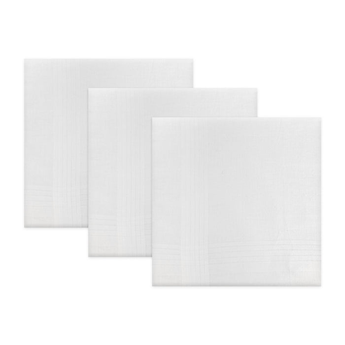 Warwick & Vance White 100% Cotton With Satin Border Handkerchiefs 3 Pack
