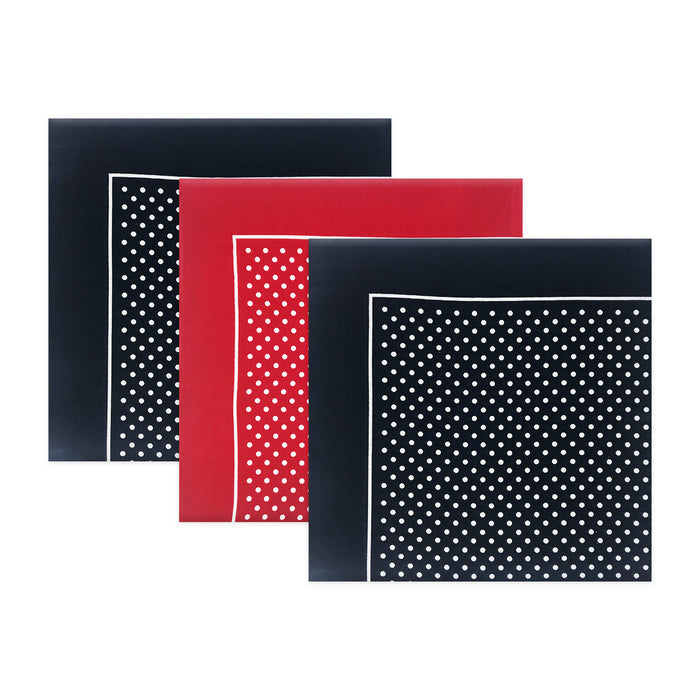 Warwick & Vance Men's 100% Cotton Polka Dots Supersize Handkerchiefs 3 Pack