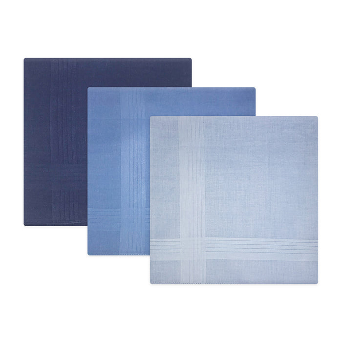 Warwick & Vance Men's 100% Cotton Plain Blue Handkerchiefs 3 Packs