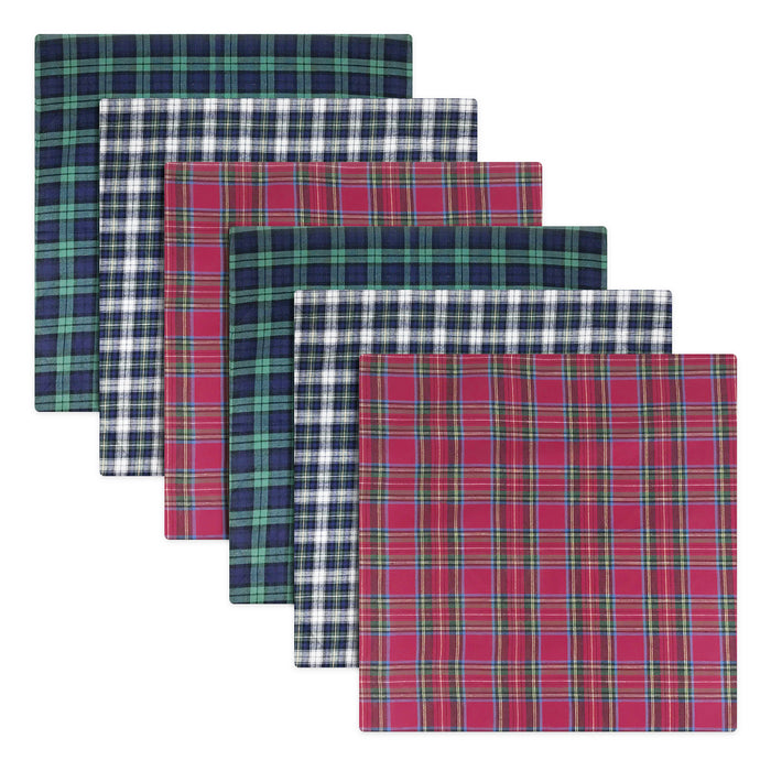Warwick & Vance Men's 100% Cotton Tartan Check Handkerchiefs 6 Pack