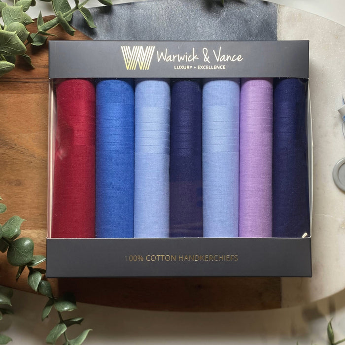 Warwick & Vance Assorted Men's 100% Cotton Coloured Handkerchiefs 7 Pack