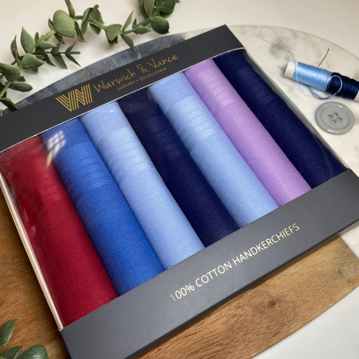 Warwick & Vance Assorted Men's 100% Cotton Coloured Handkerchiefs 7 Pack