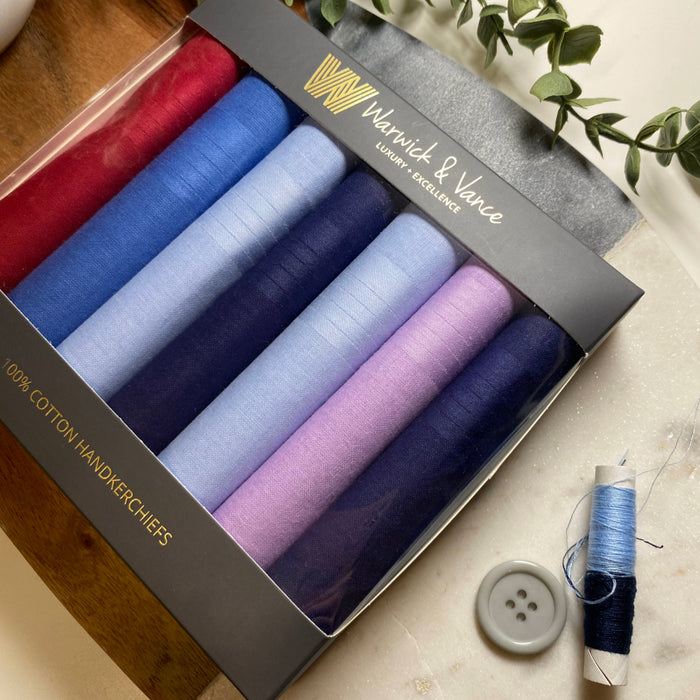 Warwick & Vance Men's 100% Cotton Coloured Handkerchiefs 7 Pack