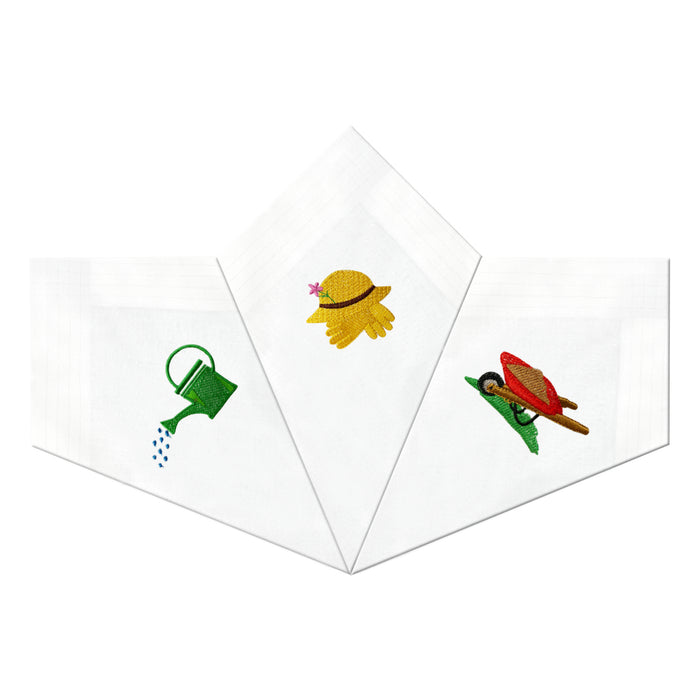 Warwick & Vance Gardening Embroidery 3 Pack Women's Handkerchiefs