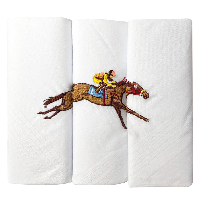 Warwick & Vance Horse Embroidery 3 Pack Men's Handkerchief