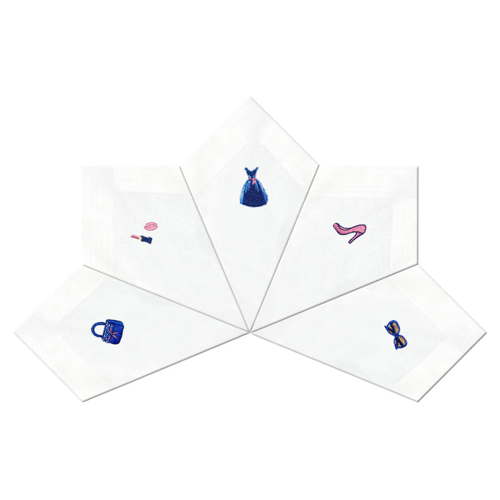 Warwick & Vance Party Embroidered 5 Pack Women's Handkerchiefs