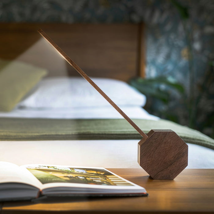 Gingko Octagon One Plus Natural Wood Alarm Clock & LED Desk Lamp