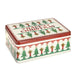 Rectangular tin box with Christmas-themed design on a white background