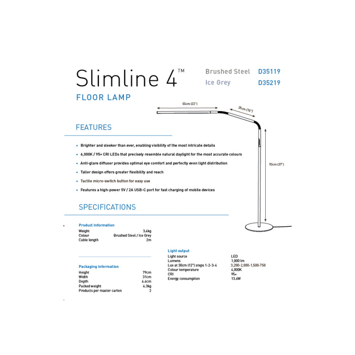 The Daylight Company Slimline 4 Floor Lamp