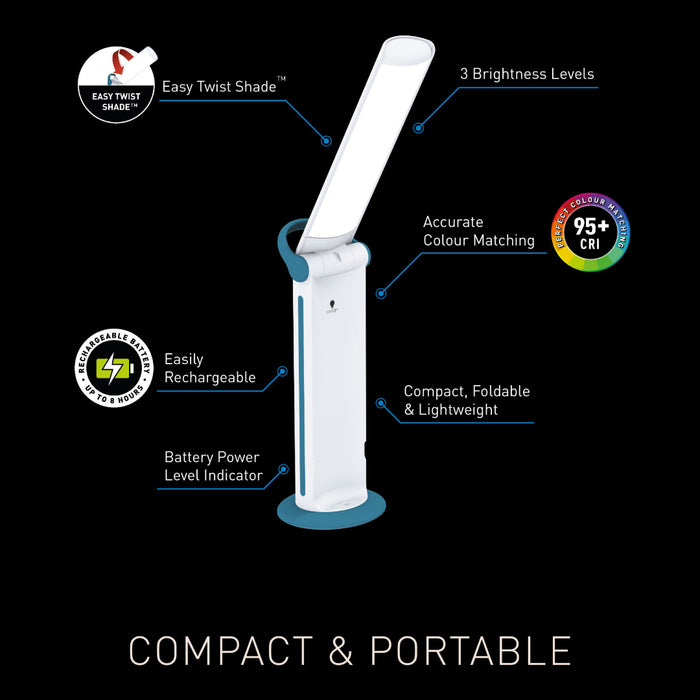 The Daylight Company Twist 2 Go LED Portable Flip Desk Lamp