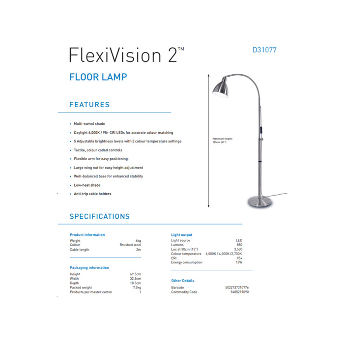 The Daylight Company Flexi-Vision 2 Floor Lamp