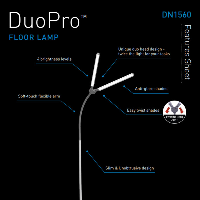 The Daylight Company DuoPro LED Flexible Anti-Glare Floor Lamp