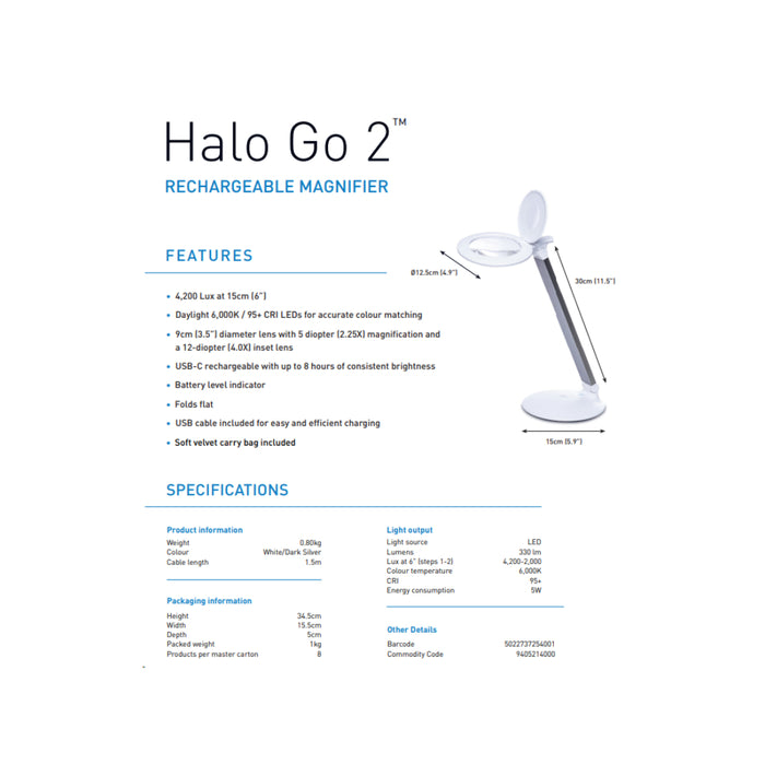 The Daylight Company Halo Go 2 Magnifying Lamp