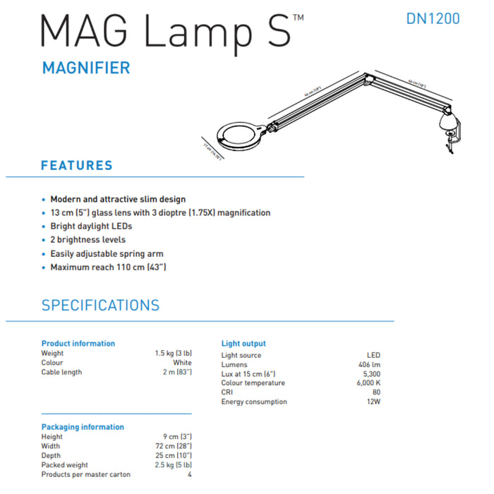 The Daylight Company LED Magnifying Mag Desk Lamp With Clamp