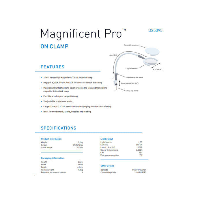 The Daylight Company Magnificent Pro Clamp Magnifying Light