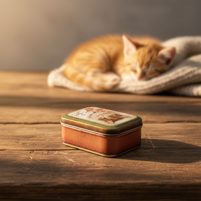 Vintage Little Kitten Small Tin Storage Box