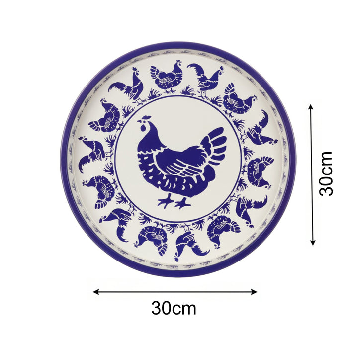 Emma Bridgewater Blue Hens Round Tray 30cm