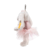 Plush keychain with a white bunny in a pink tutu on a white background