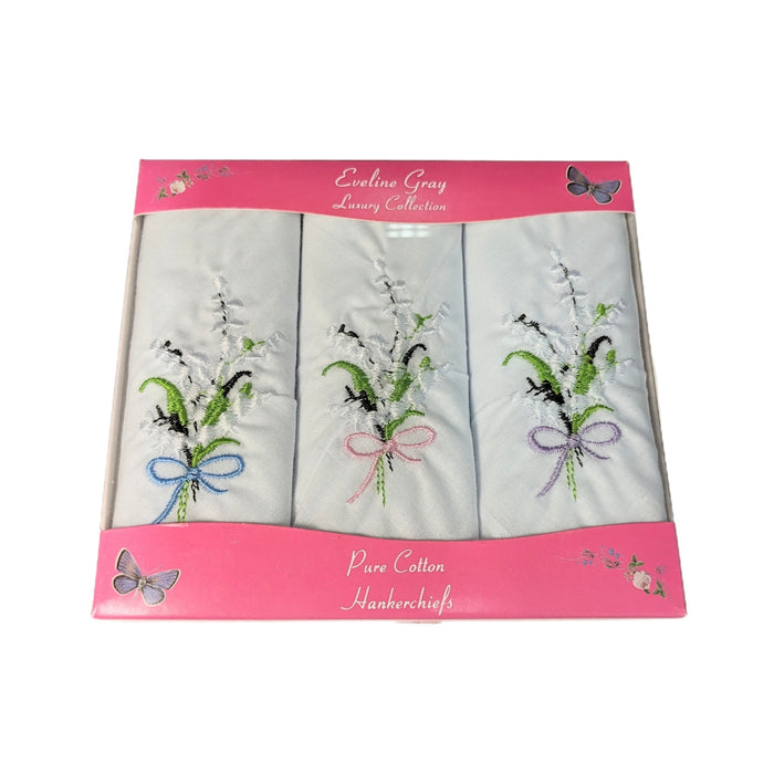 Spence Bryson Ladies Floral 100% Cotton Handkerchiefs 3 Pack