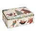 Decorative storage box with festive animal illustrations on a white background
