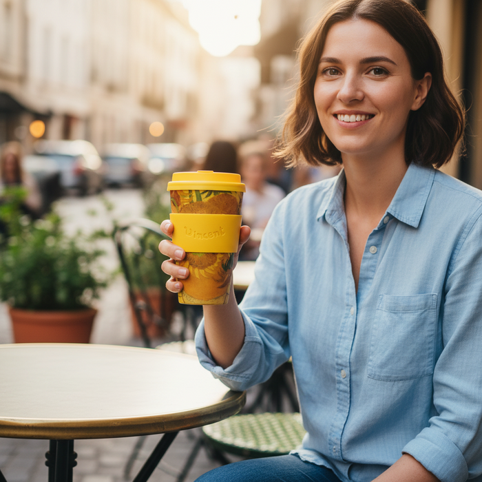 Ecoffee Cup Vincent Van Gogh Sunflowers Reusable Travel Mug 14oz