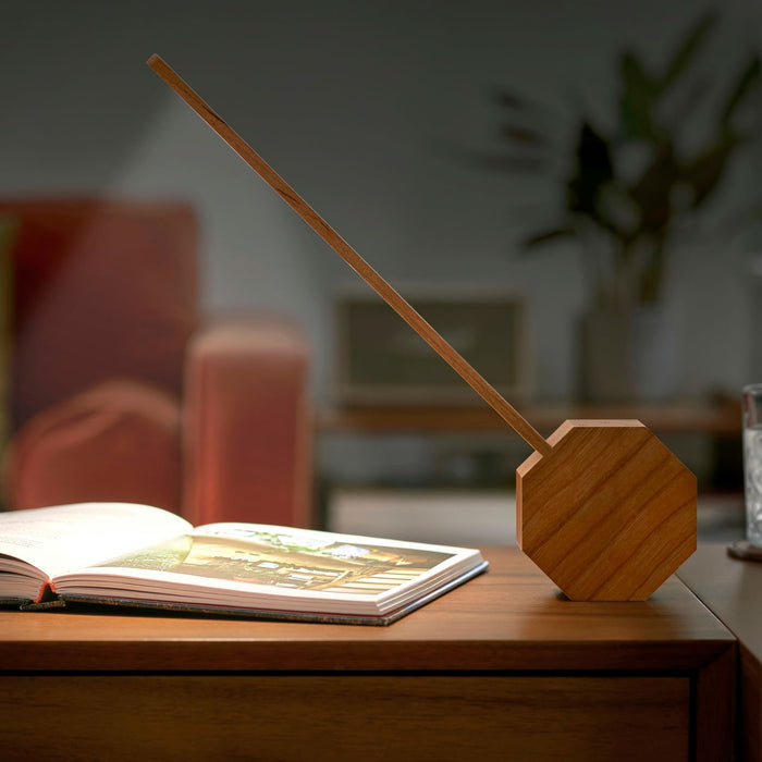 Gingko Octagon One Plus Natural Wood Alarm Clock & LED Desk Lamp