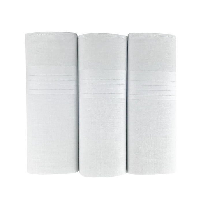 Warwick & Vance White 100% Cotton With Satin Border Handkerchiefs 3 Pack