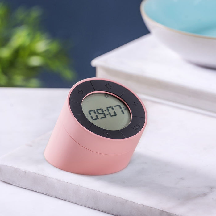 Gingko Edge light rechargeable alarm clock in light pink