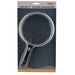 5 inch round LED magnifier with black handle in outer packaging